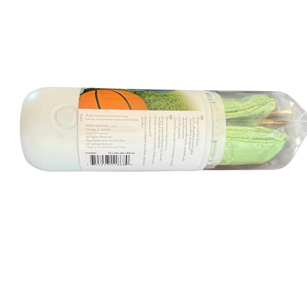 O2COOL Arcticloth Sport Towel CT01001 Lime Green 13x33in Cooling Gym Yoga